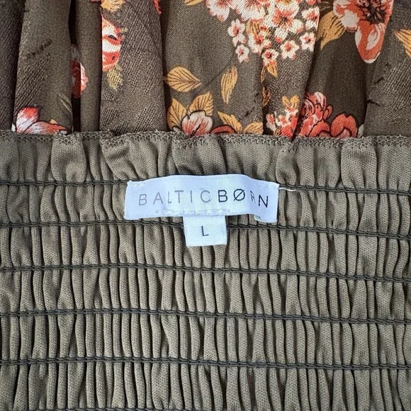 Baltic Born Olive Green Floral Maxi Dress with Pink Flowers - Picture 7 of 13